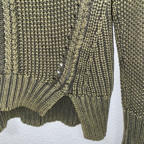 TRIBAL JEANS Women's M Green Cable Knit V Neck Long Sleeve Sweater - Picture 6 of 10